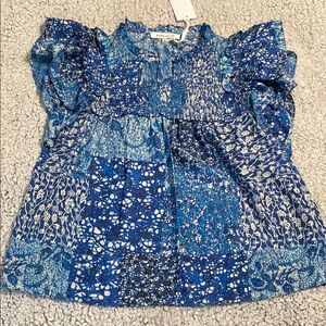 Rose & Olive Blue and White Smocked Blouse